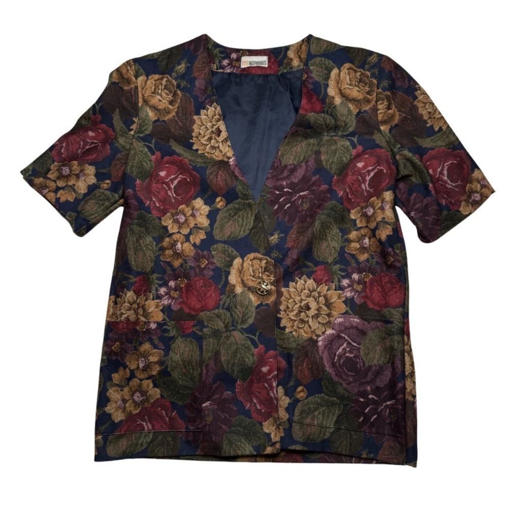 Vintage Inseparables Floral Printed Short Sleeve Button Up- Women’s Size 12